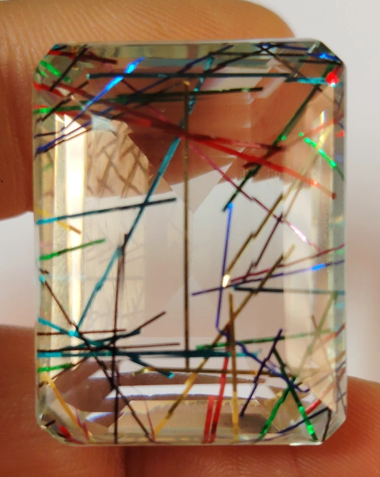 AAA+ 86.40 Ct. Large Rutilated Quartz Emerald Cut Loose Gemstone Gift for Women - Image 2 of 4