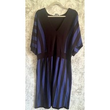 Torrid 3 Women's Blue Striped V neck Sweater Dress Short Sleeve 3x 22 24