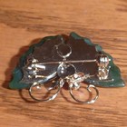 Vintage Jade Butterfly Red Coral Eyes Gold Tone Moth Bug Brooch Pendant Pin — photo 8