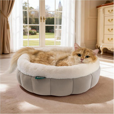 Cat Beds for Indoor Cats, Washable round Cat Bed, Cute Kitten Bed with Anti-Slip