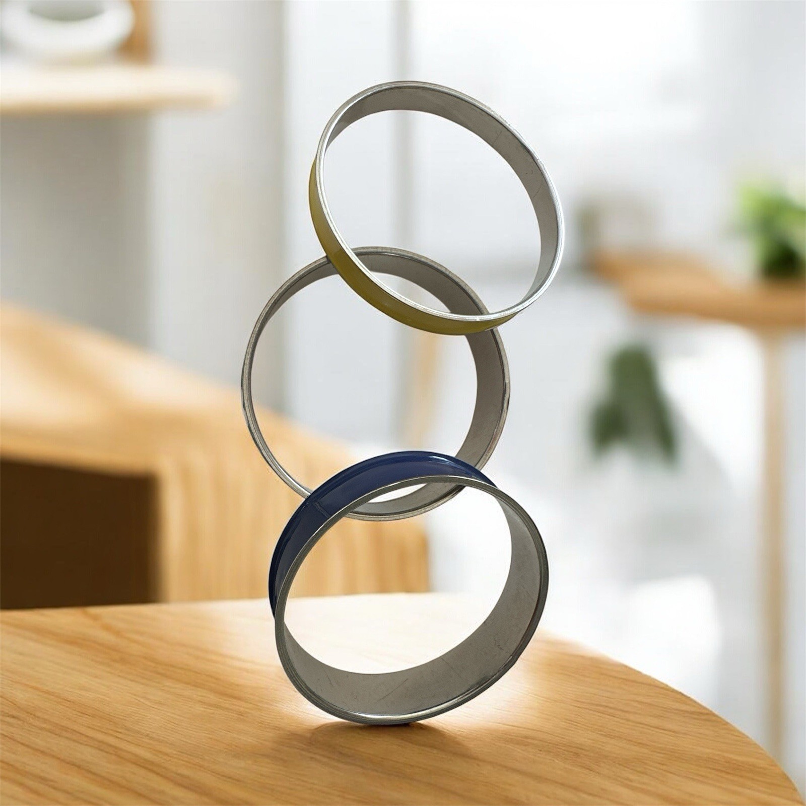 VIntage Enamel Stackable SilverTone Bangle Bracel… - image 8