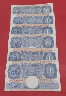 1940 Peppiatt £1 B249 x6 vf/ vf