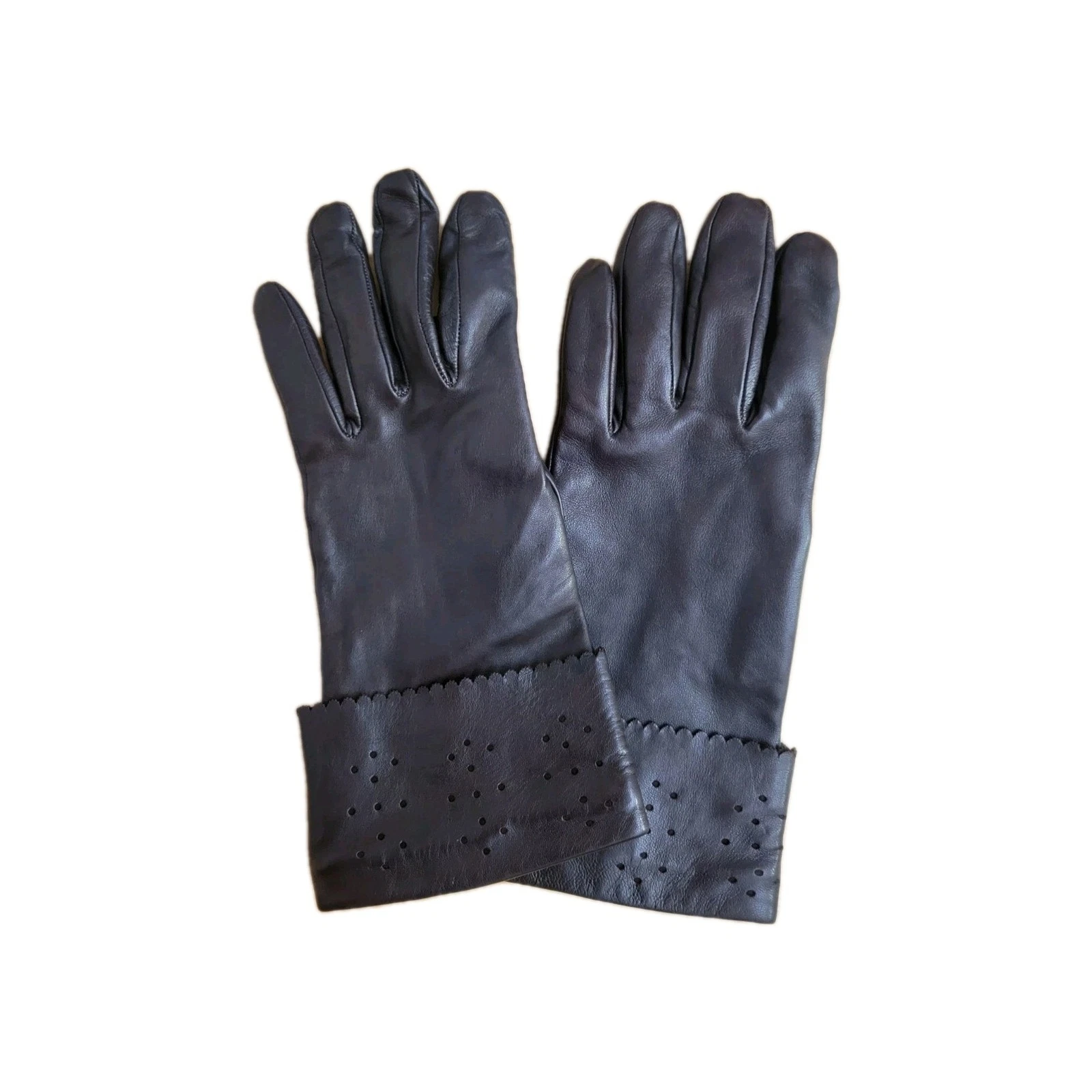 Carolina Amato Women 7.5 Chocolate Brown Genuine Leather Cuffed Gloves