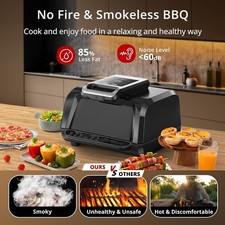 Electric Indoor Grill with See-Through Window 1750W Air Fryer Oven Roast Bake