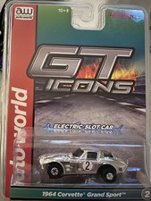 Auto World Thunderjet 1964 Corvette Grand Sport Chrome HO Scale Slot Car NEW