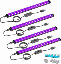4 Pack 10W LED Black Light Bar, 1Ft, USB Blacklight Tube, Blacklight