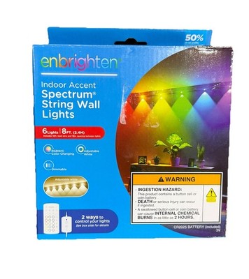 Enbrighten Spectrum Remote Controlled Indoor Accent Wall String Lights, Color...
