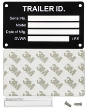 Trailer VIN ID Plate Data TAG Blank Model Identification VIN Serial Number, M...