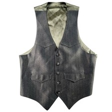 Mens Waistcoat Size US 38 Marble Gray Striped Formal Wool Dress Vest 5 Button
