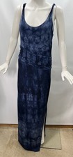 Tahari LUKA Blue Draped Waist Sleeveless Maxi Dress Sz M