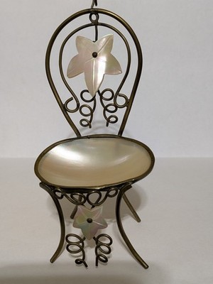 1:12 Brass Chair w/  mother of pearl Seat. Made For Holding Your Pocket Watch