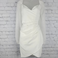 NWT Windsor Size L White Peasant Sleeve Bodycon Mini Dress