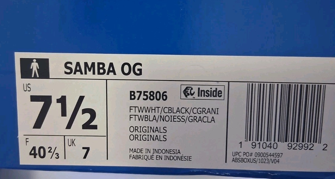 Authentic Adidas Samba OG B75806 White Black Men’s Shoes US 7.5 thumbnail 7