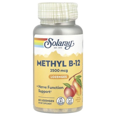 2 X Solaray, Methyl B-12, Natural Mango Peach, 2,500 mcg, 60 Lozenge-Worldwide