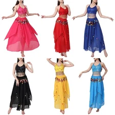Womens Dress Glitter Outfit Irregular Dancewear Halloween Tassel Crop Top Stage