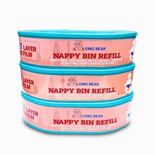 Octagonal Refill, Angelcare Compatible, for XL Nappy Bin - Pack of 3 Longer La