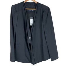 Piazza Sempione NWT Black Wool Blend Blazer Size 44 US Size 8 Made in Italy