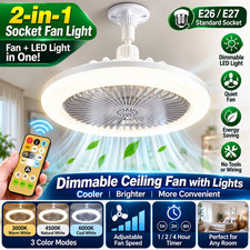 Dimmable Ceiling Fan with Lights and Remote Socket Fan light with Dimmable Led