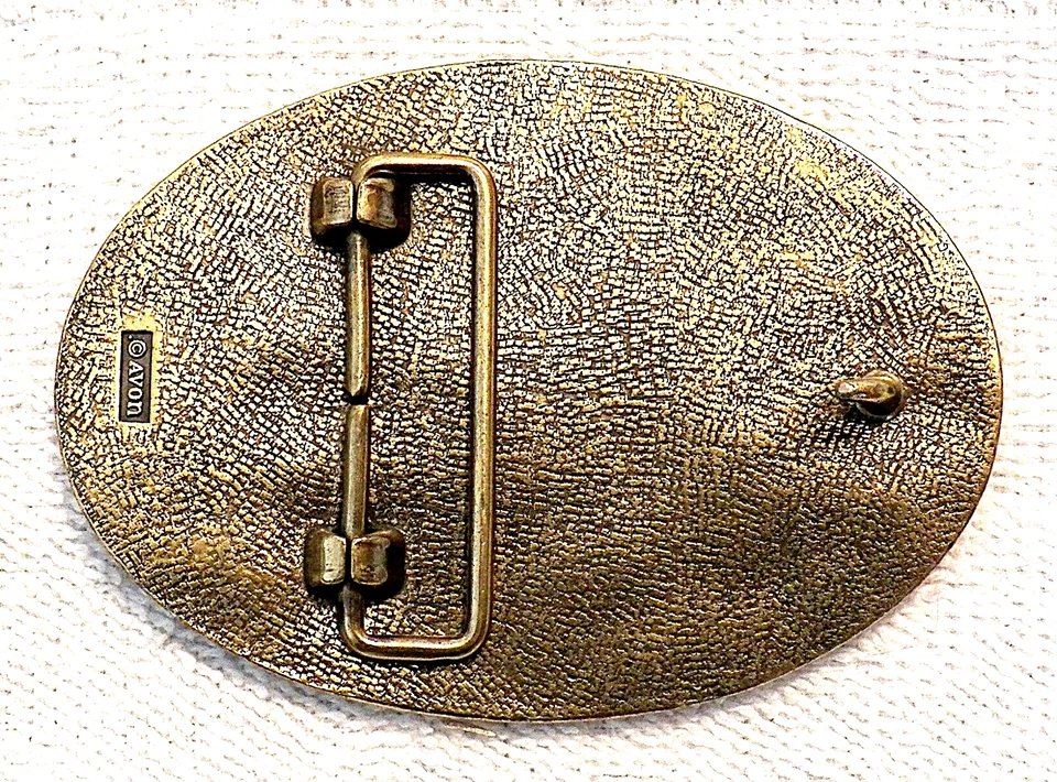 CLASSIC BELT BUCKLE ANTIQUE CAR COUPE WHEELS MODEL A? SIGNED AVON GOLD TONE BB7 - Image 4 of 4