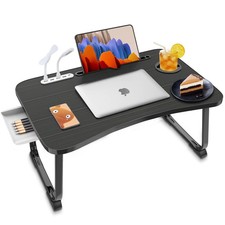 Laptop Bed Desk, Portable Foldable Laptop Bed Table with USB Charge Port Stor...