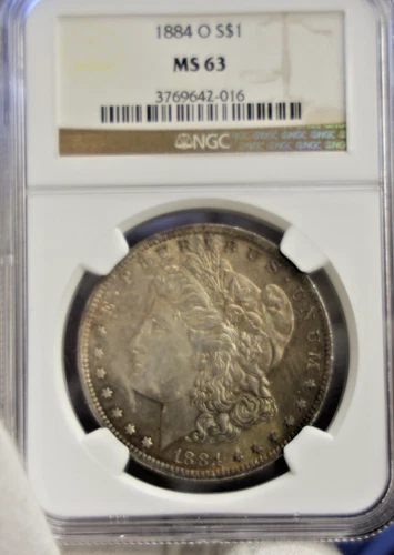 1884 O US Morgan Silver Dollar $1 NGC MS63 Nice Toning