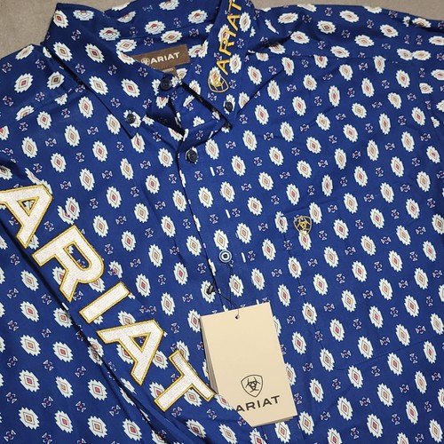 Chemise Ariat neuve homme grande équipe Dax brodée bouton géométrique western classique - Photo 1/14