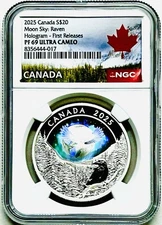 2025 $20 CANADA 1OZ SILVER MOON SKY RAVEN NGC PF69 PROOF HOLOGRAM FIRST RELEASES