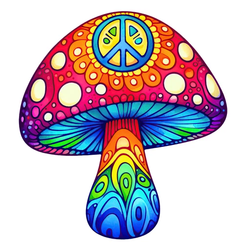 Psychedelic Magic Mushroom Groovy Trippy Self Adhesive Vinyl Sticker