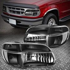 For 95-01 Ford Explorer Black Housing Clear Corner Headlight Bumper Head Lamps