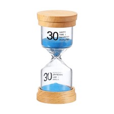 30 Minute Sand Timer, Wooden Sand Watch for Office Decor, Blue