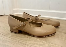 Women  s BLOCH Techno Leather 1 Tap Dance Shoes TAN Size 9.5 Mary Jane Buckle