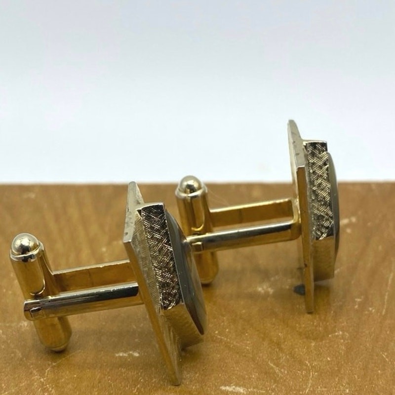 Abalone Shell Gold tone Rectangle Cufflinks Mens … - image 2