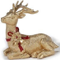 Hirsch Liegend Polyresin 12,5Cm Figur Weihnachten Weihnachtsdeko Tischdeko Tier