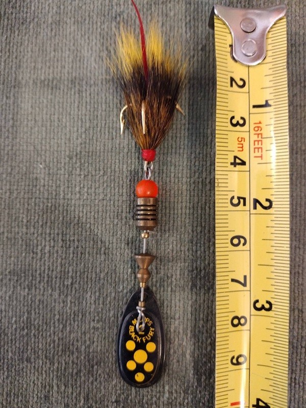 Vintage Mepps' # 2 Black Fury Spinner Crankbait Lure MADE IN FRANCE Rooster Tail
