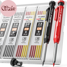 Carpenter Pencil with Sharpener, Mechanical Pencils Set with 26 Refills, Deep Ho