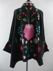 Women's L Vintage Collection Black Bright Embroidered Blouse Top Oversized Shirt