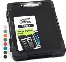 Sooez Toughest Clipboard with Storage, 13.58 x 9.87 x 1.46, All Black 