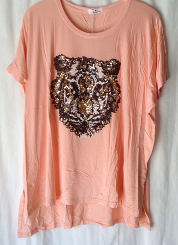 NEW LADIES PLUS SIZE DIPPED HEM SEQUIN 