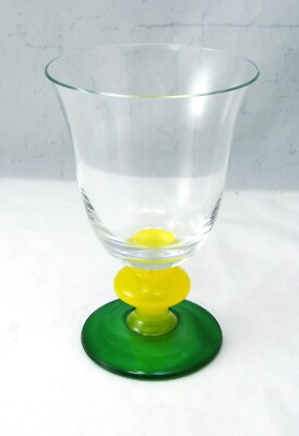 Mikasa Kristall Jazz Gelb & Grün Glas Wasser Becher Höhe 14.6cm EXC