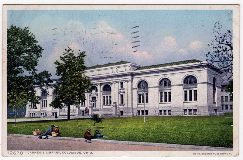 Colorized Postcard: Carnegie Library, Columbus, Ohio, Main Public