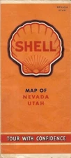 Vintage 1946 SHELL OIL COMPANY Road Map NEVADA UTAH Reno Ogden Zion Bryce