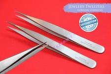 FINE SHARP TIP JEWELRY TWEEZER FORCEPS JEWELRY REPAIR TOOL GERMAN STAINLESS 2EA