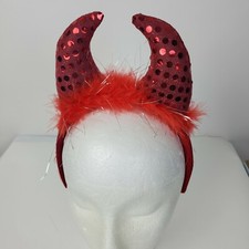 Red Sequin Devil Horn Headband Halloween Costume Accessory