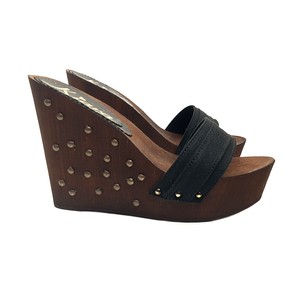 black studded wedges