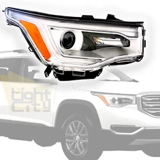 For 2017-2019 GMC Acadia Passenger Side Halogen Headlight (Chrome,w/ LED DRL) RH