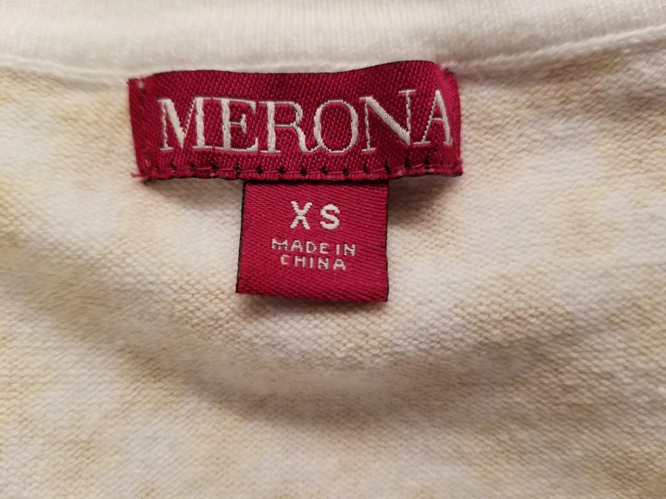 Merona Womens Cardigan Sweater Shirt Top Blouse Size XS X Small Yellow White - Image 2 of 4