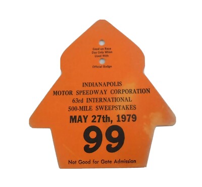 1979 Indianapolis 500 Back Up Card #99 for Pit Badge Credential IndyCar Indy500