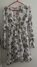 Floral Print Flounce Sleeve Wrap Dress