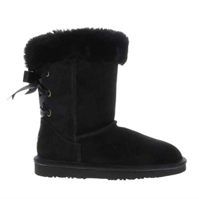 AS Lamo Audrey Short Boots NWT Size 11 Toddler Girl Black Snow Winter Ribbon Bow