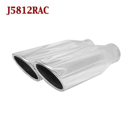PAIR 2.5" Stainless Truck Exhaust Tips 2 1/2" Inlet 4" Outlet 12" Long